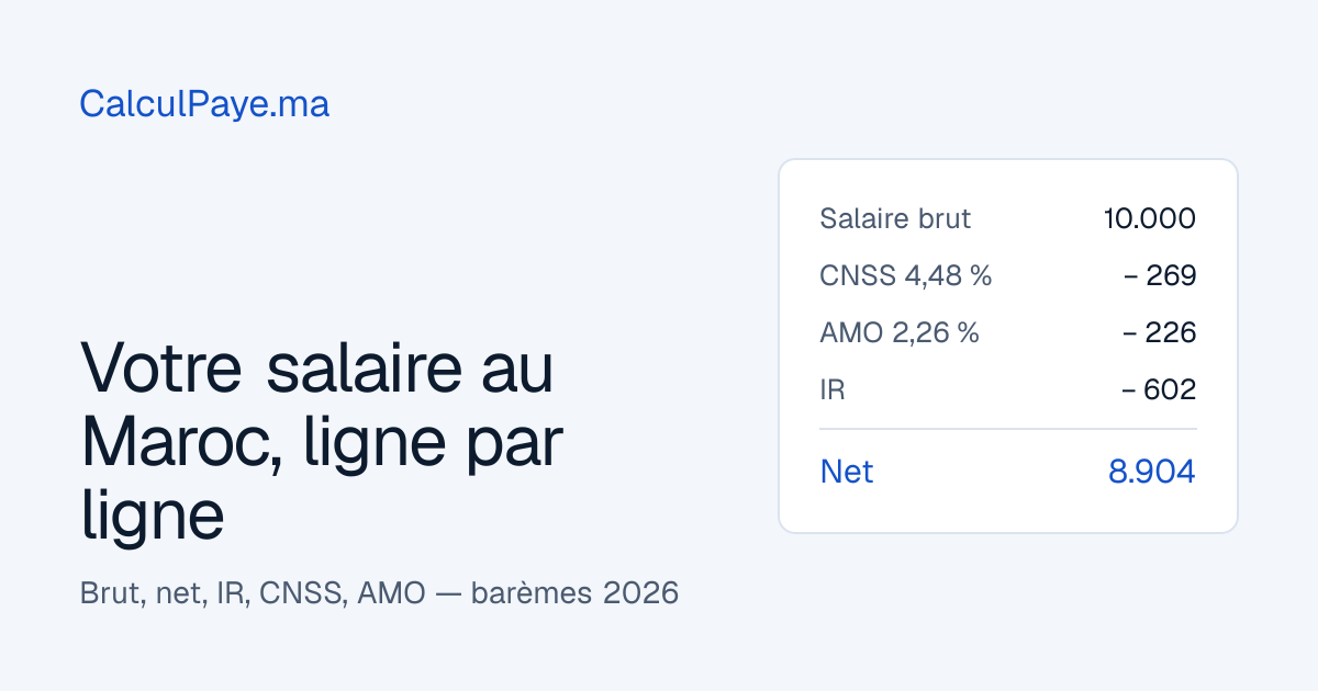 CalculPaye.ma — Calculateurs Salaire & Cotisations Maroc 2026